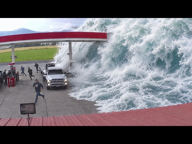 Natural disaster videos but they get increasingly more extreme