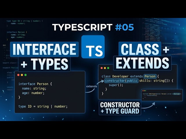 TypeScript #05 | Interfaces, Types & Classes | Constructor, Access Modifiers, Extends & Type Guards
