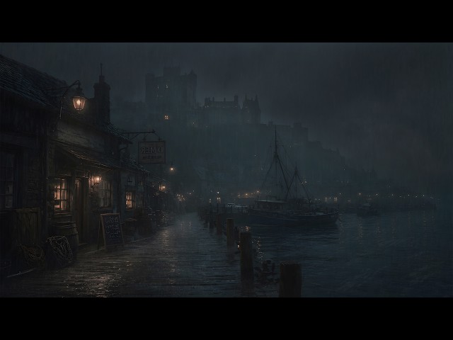 Midnight Storm Over the Historic Port 🌧️ Soft Rain, Distant Thunder & Harbor Sleep Ambience