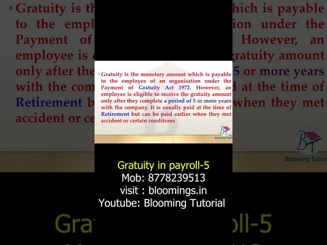 What is Gratuity in Payroll? | Tally Prime Payroll Part 5