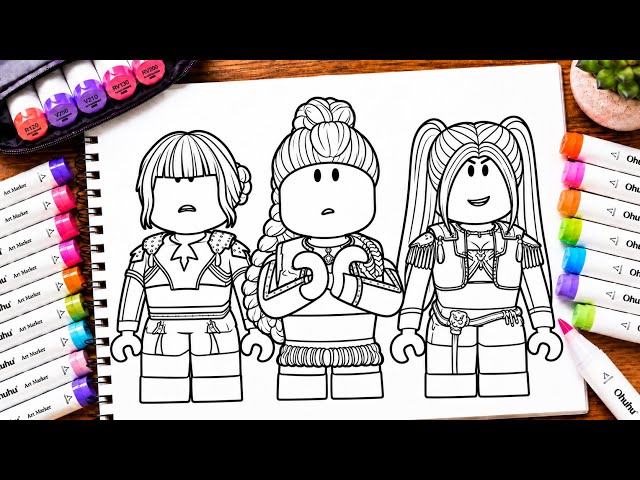 Fan Art Tutorial K-pop Demon Hunters & Roblox Style Satisfying Video Ohuhu markers & Glitter pens