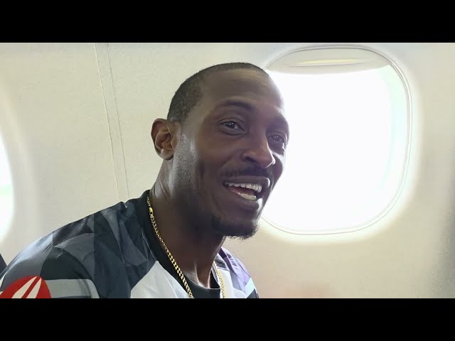 Bomani in First Class on Kenya Airways to Mombasa Island - Kenya April 2025 Roots 7 Culture Journey