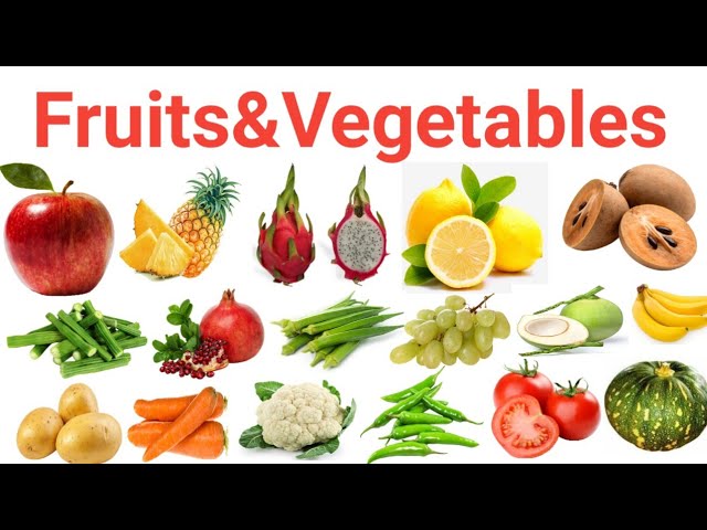 Fruits and Vegetables Names for Kids | Learn 50 Fruits &Vegetables Names in English |फल और सब्जियां 