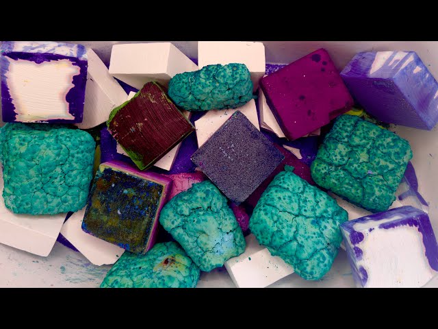 Bucket of Deep Dyed Green and Purple Pasted Blocks 💜💚🪣
