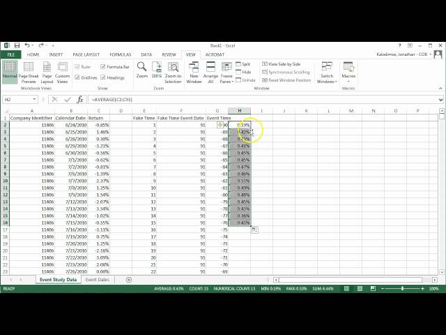 Event Study Walkthrough in Excel