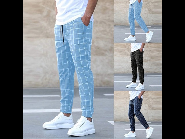 Men's Windowpane Check Drawstring Pants