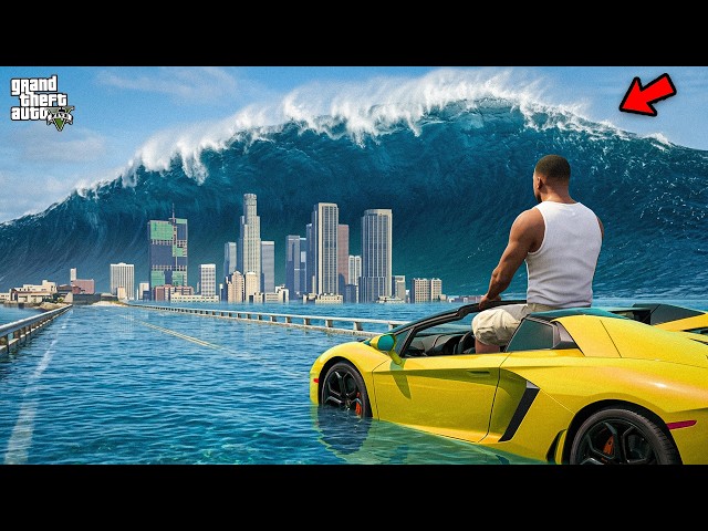 Franklin Escaped Rising Tsunami In Los Santos In GTA 5 ! (GTA 5 Mods)