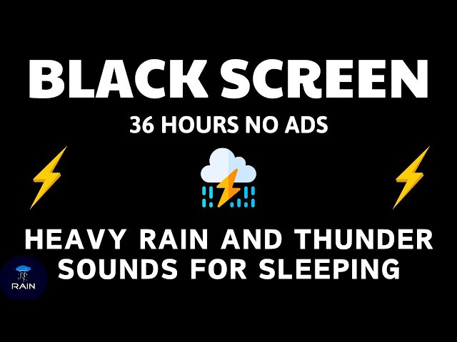 🔴 Heavy Rain and Thunder Sounds for Sleeping - Black Screen | Relaxing Storm Sounds All Night
