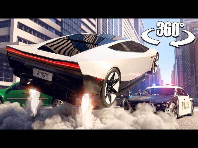 360° Flying Tesla Roadster vs City Police VR