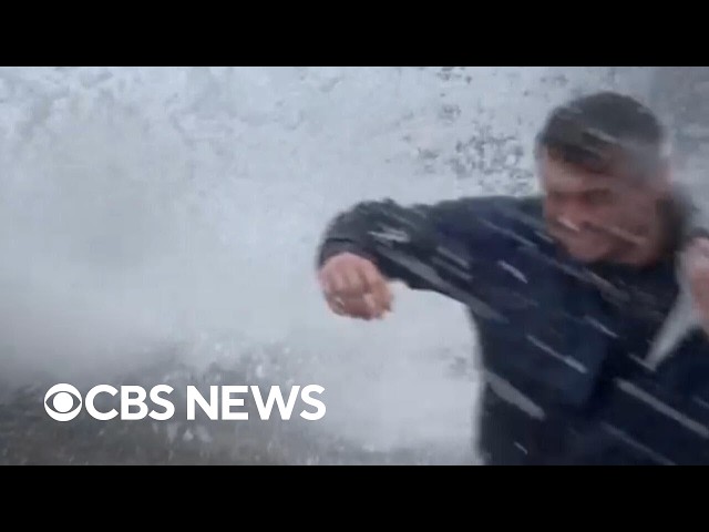 Huge waves pound East Coast during nor'easter