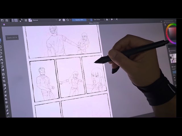 Drawing A Comic Page - Part 1: Lineart Of Characters (Timelapse)