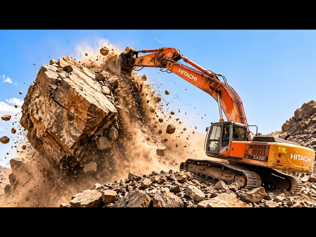 Excavator working”Humring and Drilling”And operator #excavator #sand #drilling #excavator 