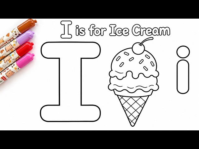 🍦 How to Color Letter i 🎨 | Drawing and Coloring an ice Cream 🍦| How to Draw an ice Cream 🍦 ✏️