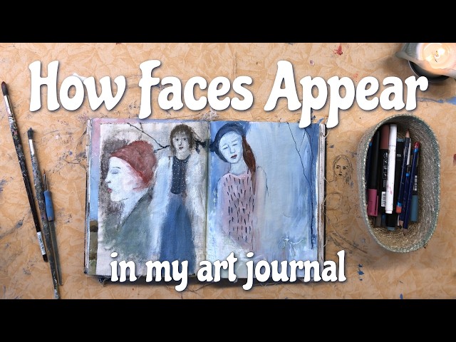 How Faces "Appear" In My Art Journal 🎨 | Layering Acrylics & Derwent Pencils