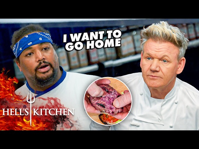 Chef Ramsay Refuses Raw Sliders as Homesick Chef Threatens to Quit | Hell's Kitchen