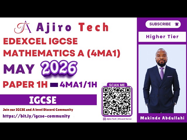 Edexcel IGCSE Mathematics A (4MA1) Paper 1H Higher Tier May June 2026