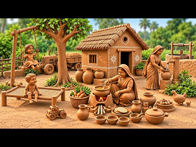 12 Cute kitchen set Diy | Miniature Clay craft | All kitchen set mitti bartan | Clay House making