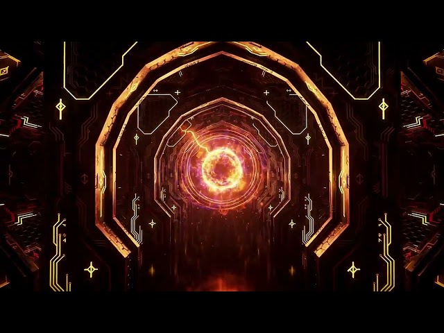 Techno Plasma Orb Corridor VJ Loop | Gold Strobe Hypnotic Visual | DJ Set Background [4K]