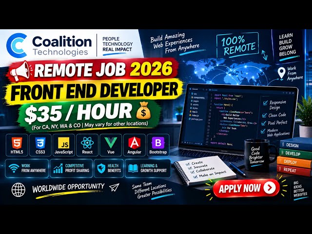 $35/Hour Remote Frontend Developer Job 🔥 | Coalition Technologies Hiring 2026 | React + JavaScript