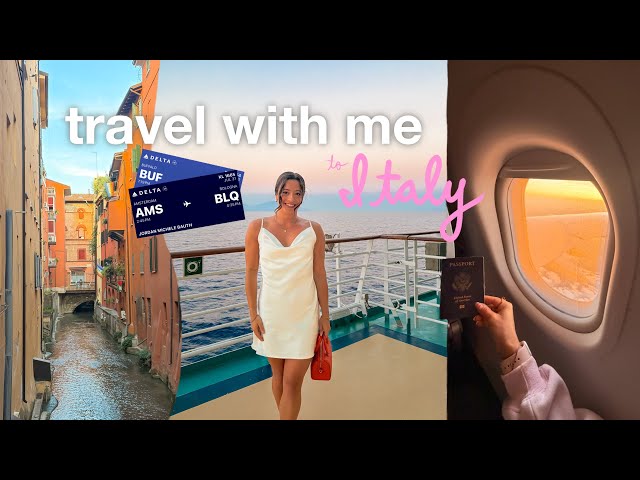 Travel With Me To Italy 🇮🇹🛵🍝 flying 15 hrs in economy, exploring bologna solo + cruising as GUEST! 🤭