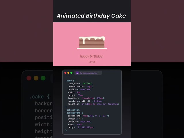🎂 Animated Birthday Cake using HTML & CSS | Fun Coding Project for Beginners