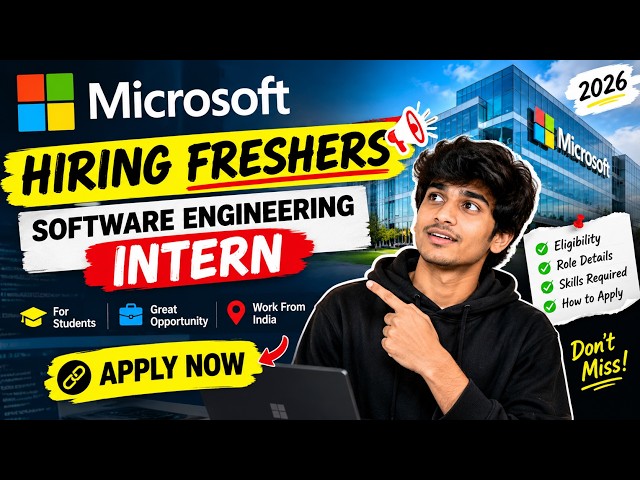 Microsoft Hiring Freshers🚀 | Software Engineering Intern | 2026 | Apply Now!
