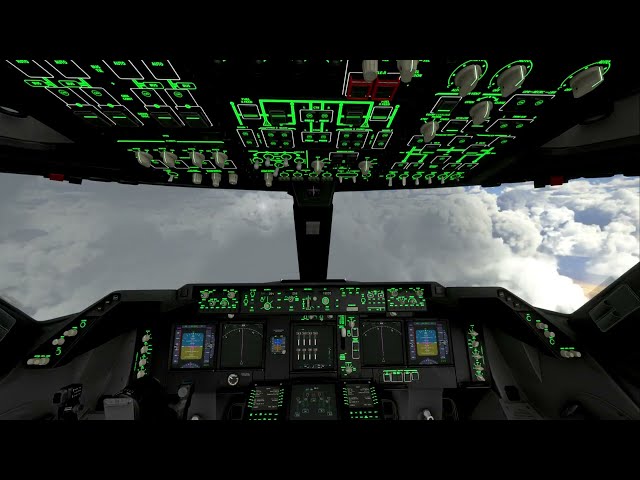 Airplane Cockpit View White Noise Jet Sounds Relaxing Plane Sound with Lightning Storm while Flying