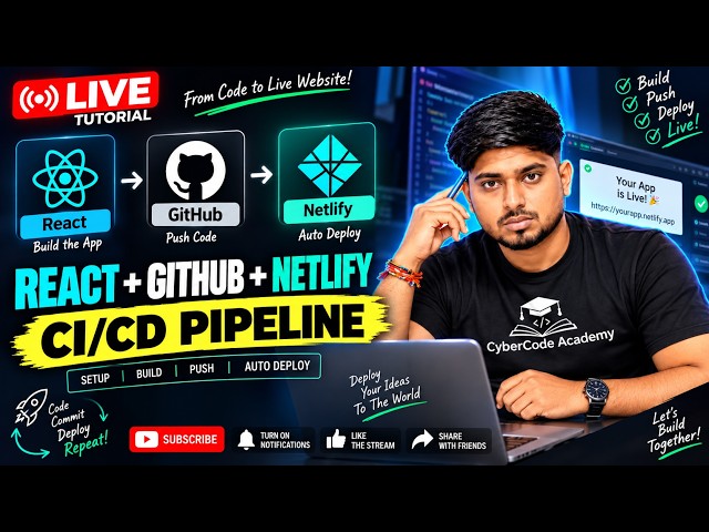 React + GitHub + Netlify CI/CD Pipeline 🔥 | Build, Push & Auto Deploy LIVE