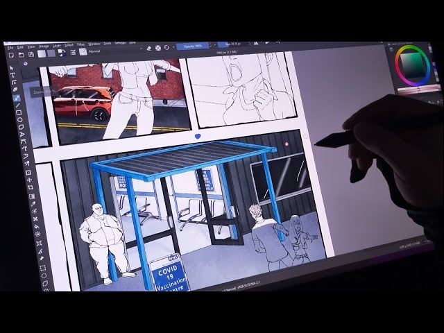 Drawing A Comic Page - Part 7: Rendering More Buildings (Timelapse)
