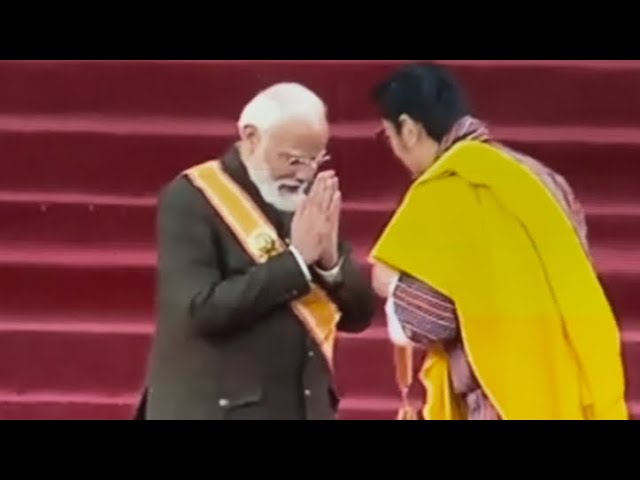 PM Modi Receives Bhutan Highest Civilian Award from His Majesty the king of Bhutan.  #India #Bhutan