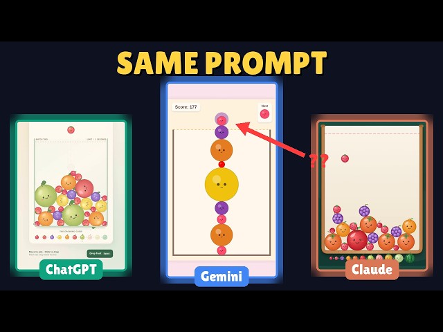 ChatGPT vs Gemini vs Claude Make the Watermelon Game — Then I Put Them Online