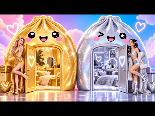 Gold vs Silver Tiny House! ✨💎 Extreme House Makeover Challenge