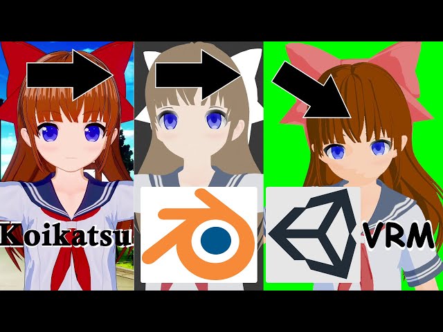 Koikatsu to Blender to Unity to VRM Virtual Youtuber 3D anime model Koikatu コイカツ