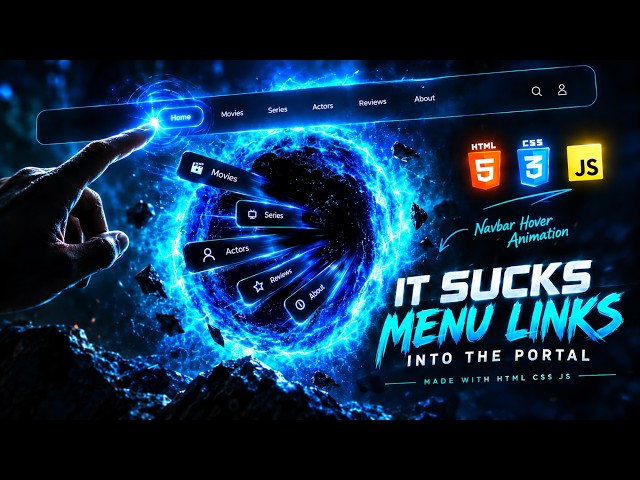 🚀 Futuristic Navbar Hover Portal Animation | HTML, CSS & JavaScript