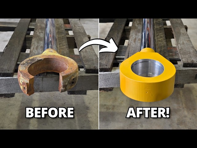 Replacing BROKEN Eye on Cylinder Rod for CAT 657 Scraper | Machining, Welding, Milling