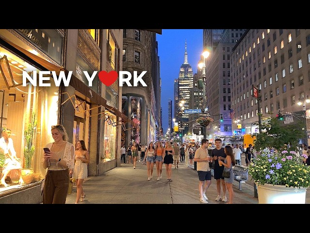 🇺🇸 NYC 4K Walk: Vibrant Summer Night Scenes in Midtown Manhattan 🌆✨
