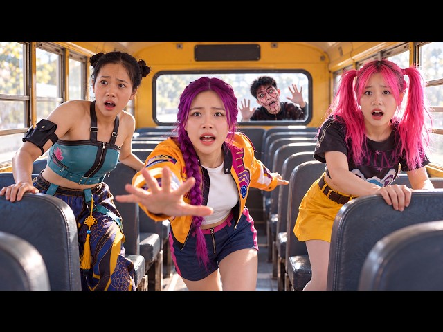 ESCAPE NOW! Rumi, Mira & Zoey Face a Bus Full of Zombies! | KPop Demon Hunters