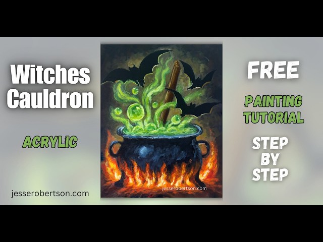 FREE Acrylic Painting Tutorial | Witches Cauldron 🧙