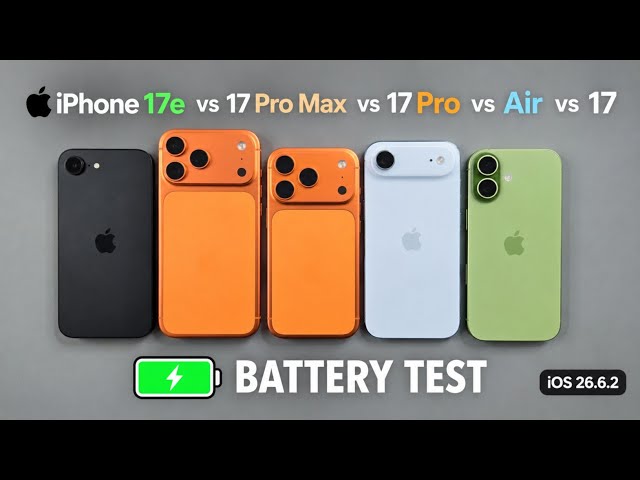 ULTIMATE iPhone Battery Test 🔋 | 17e vs 17 Pro Max vs 17 Pro vs Air vs 17 | iOS 26.6.2