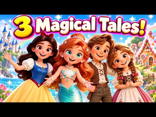Snow White 👑  Hansel and Gretel 🍭 &  Little Mermaid 🧜‍♀️ | Princess Fairy Tales 👑 🍭 | Rosie Giggle