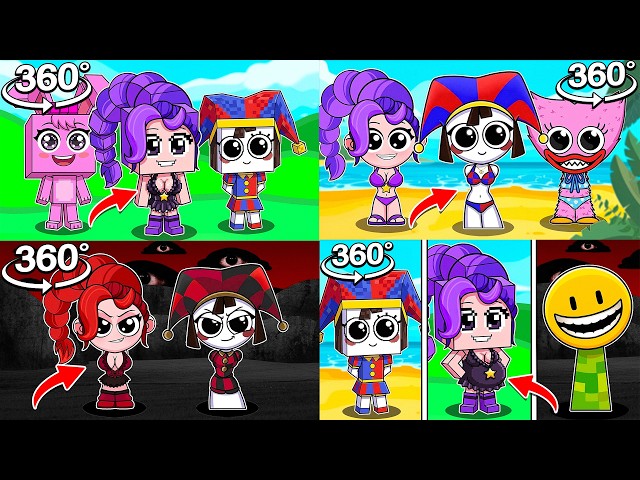 Sprunki MINECRAFT POMNI And LILY LOVEBRAIDS React In 360! COMPILATION