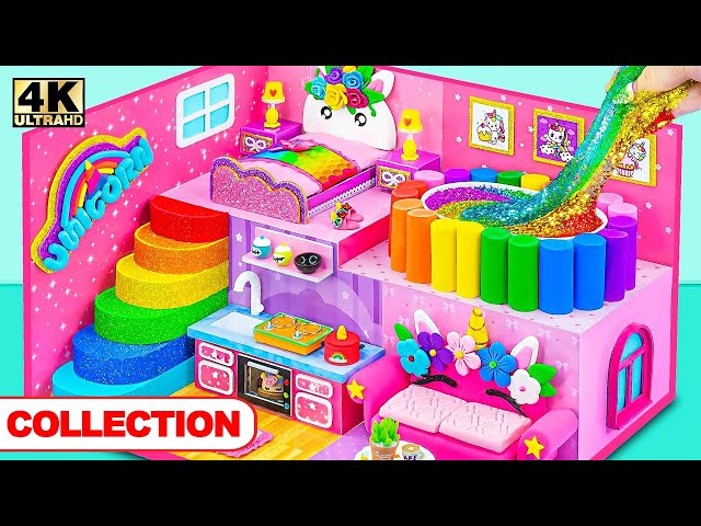 DIY Miniature Cute Unicorn House ❤️ Build Pink Miniature House from Cardboard Compilation