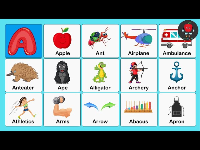 Words From A | Vocabulary Words | Early Childhood Education | ABC Flashcards