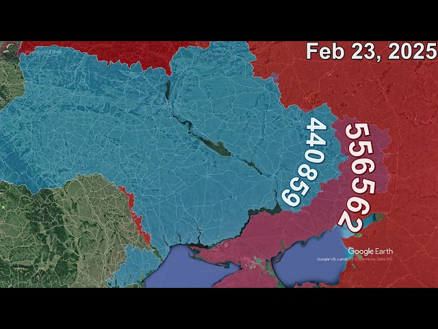Russian Invasion of Ukraine: Every Day to September 1st, 2026 using Google Earth