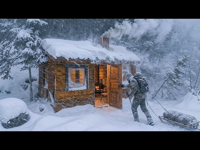 Sheltering in ABANDONED CABIN Before Severe Snowstorm | Caught in Snowfall for 3 Days in Winter.