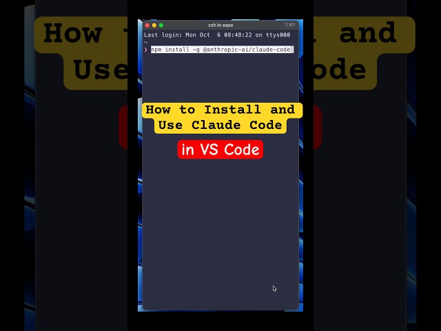 How to Install and Use Claude Code in VS Code (Step-by-Step Tutorial) #shorts #claudecode