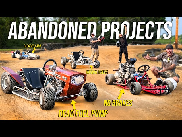 Reviving our 450 Lawn Mower + 6 Abandoned Go Kart Projects for Backyard Racing!