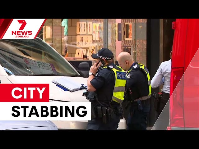 Man critical after daylight stabbing in Melbourne CBD | 7NEWS