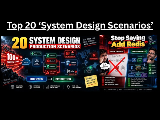 Top 20 SYSTEM DESIGN SCENARIOS: Every Engineer Should Know compulsorily to excel in interviews !!