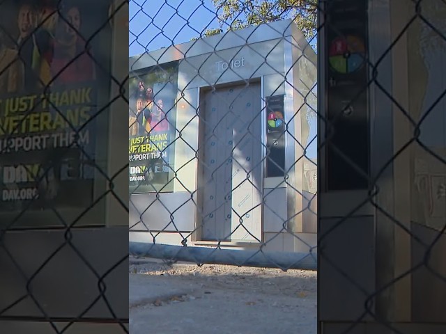 Automated self-sanitizing public restroom under construction in West Town